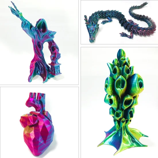 Moda Nuova stampante 3D Arcobaleno Seta Filamento PLA Stampa 3D colorata Materiale di seta Penne 3D per bambini Disegno bellissimo filamento 1,75 mm 2,85 mm 1 kg